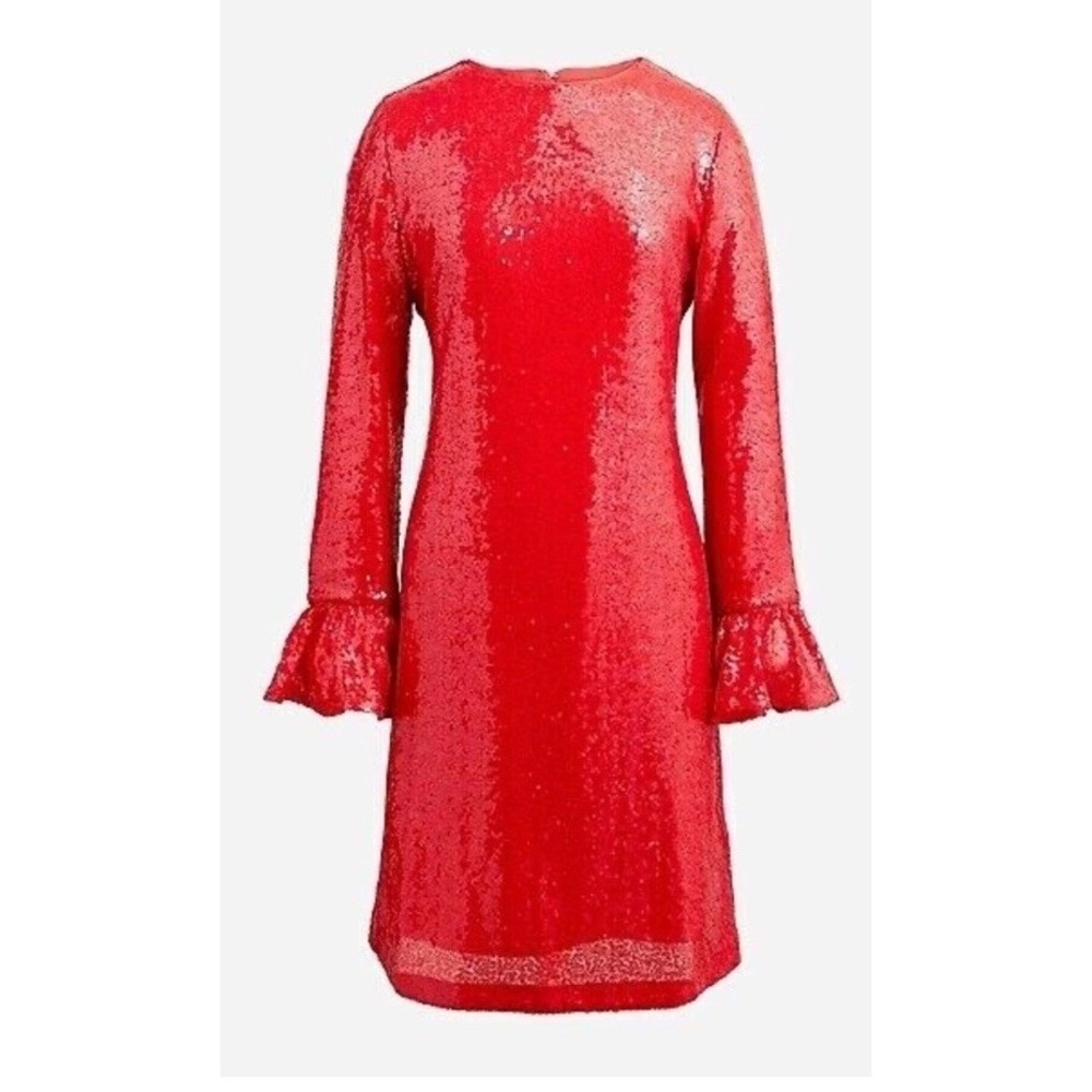 J Crew Size 14 Gorgeous Classy Holiday Red Winter Garden Sequin Dress